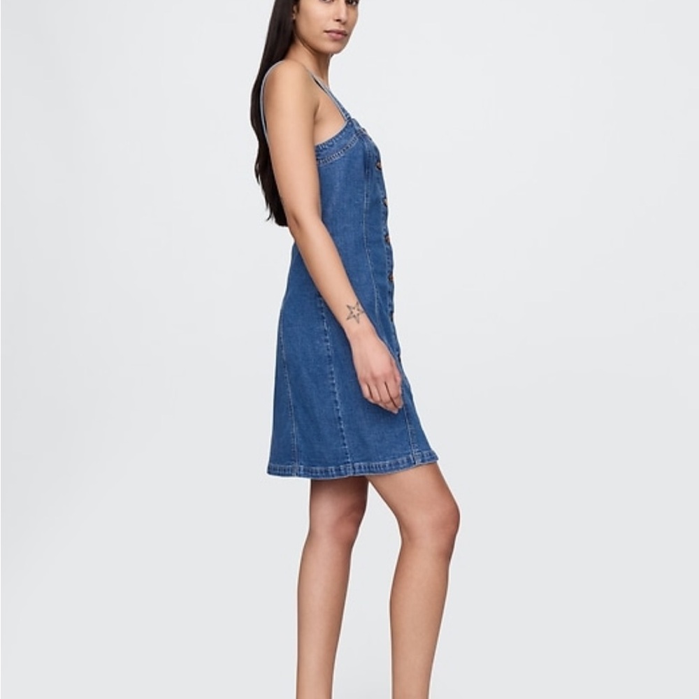 GAP Blue Buttoned Mini Sundress - Picture 3 of 9
